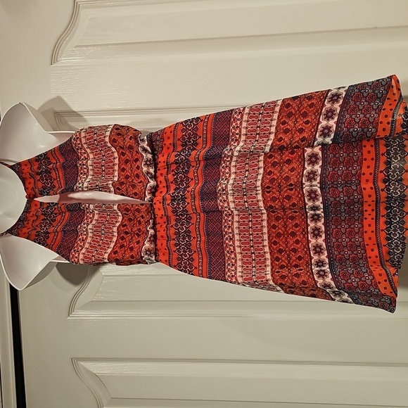 Lush Chiffon Sleeveless Pleated Blouson Mini Skater Dress Sz XS - Picture 5 of 10